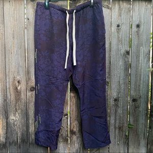Freecity womens Salvage Silk Kimono Stud pants Purple Flowers size Medium M RARE